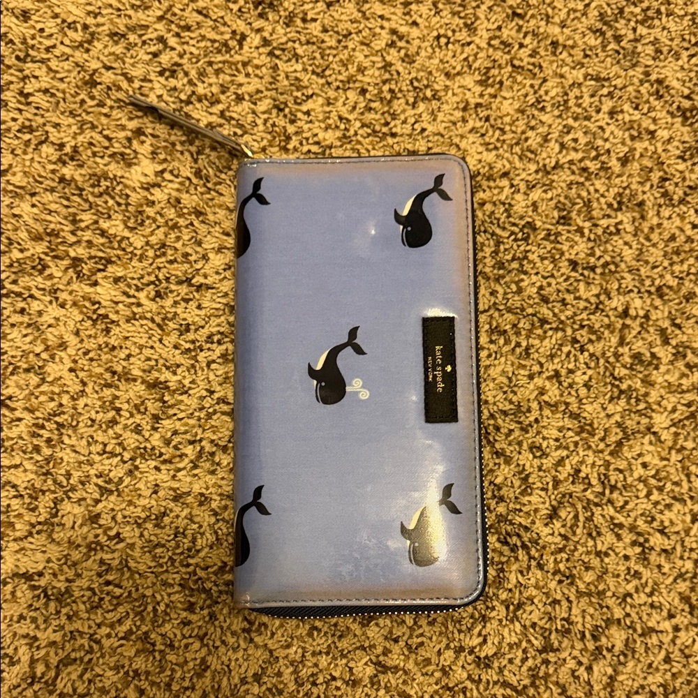 kate spade Light Blue Whale Zip-Around Wallet - never used